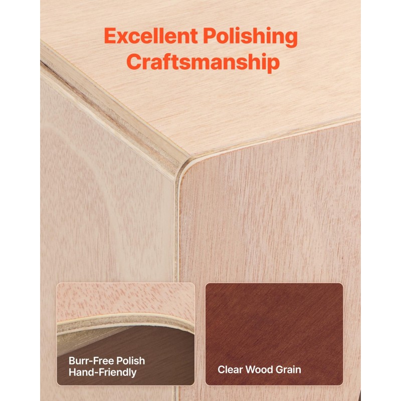 Cajon-rumpu koivupaneelilla mahonkinen runko sisäisillä virvelikielillä