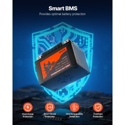 Moottoripyörä- ja harrasteajoneuvoakku 12V 2Ah litiumrautafosfaatti esiladattu huoltovapaa