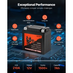 Moottoripyörän litiumrautafosfaattiakku 12V 7Ah 210CCA kevyt huoltovapaa