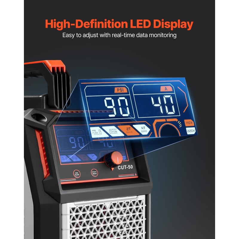 Kosketusplasmaleikkuri 220V 20–50A invertteritekniikka digitaalinen näyttö 2T ja 4T 12–16 mm