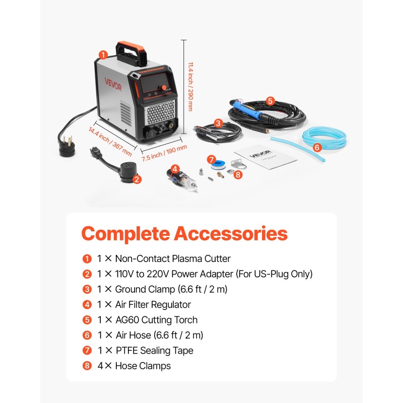 Kosketukseton plasmaleikkuri 65A IGBT-invertteritekniikka 14 mm puhdas leikkaus