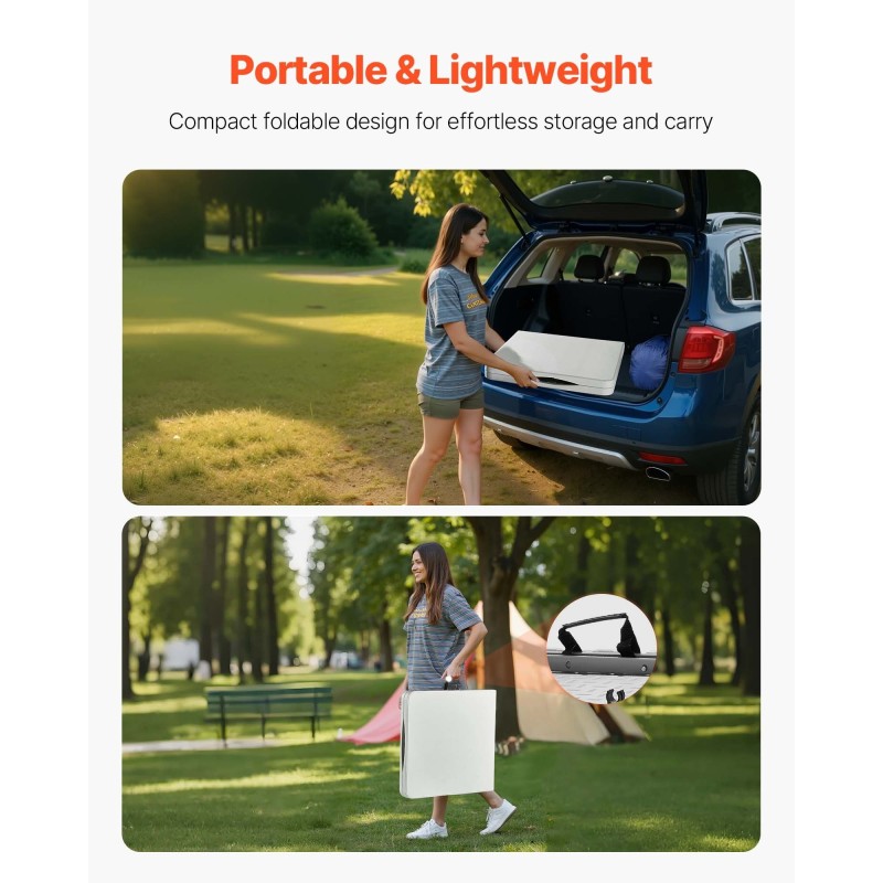 Taitettava apupöytä valkoinen muovi ja hiiliteräs 122 x 60 cm 100 kg