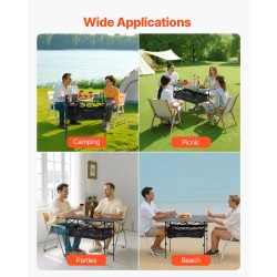 Kokoontaittuva alumiininen retkipöytä musta säädettävä korkeus 60 kg kantavuus