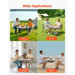 Taittuva retkipöytä alumiiniseos rullattava pöytälevy säädettävä korkeus kantavuus 45 kg kevyt kantokassi