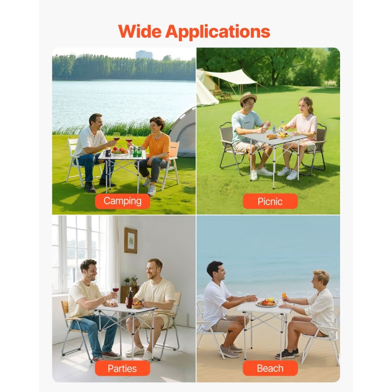 Taitettava alumiiniseos retkipöytä 70 cm 30 kg kantavuus mukana kantolaukku retkeilyyn