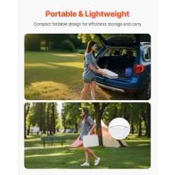 Kokoontaitettava retkipöytä säädettävä korkeus MDF-pinta alumiinirunko verkkohylly hopea