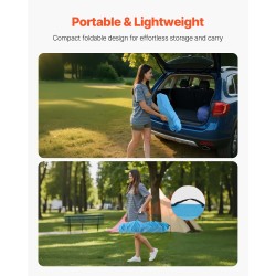 Retkipöytä kokoontaitettava kevyt 600D Oxford kangas metallirunko neljä mukitelinettä sininen