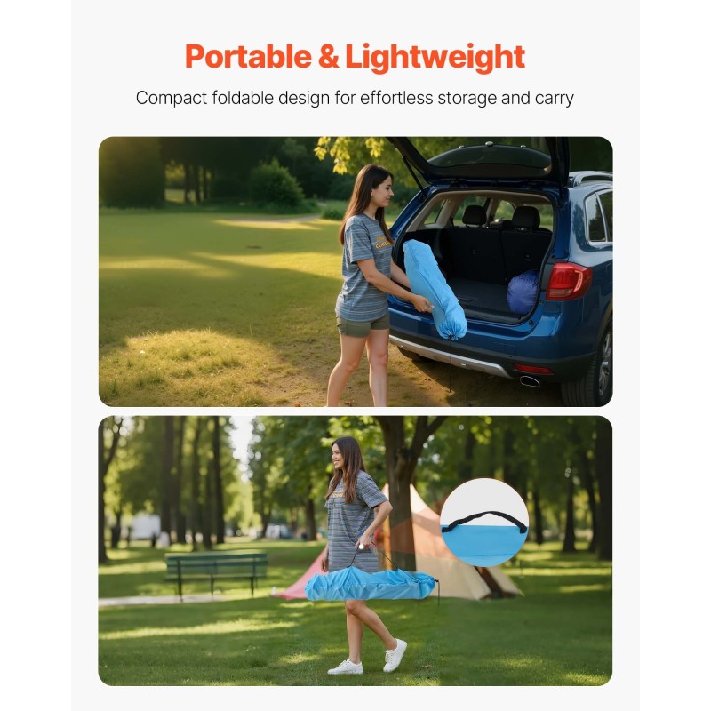 Retkipöytä kokoontaitettava kevyt 600D Oxford kangas metallirunko neljä mukitelinettä sininen