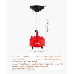 Jäteöljyn keräyssäiliö 30L PE-muovi säädettävällä 420 mm suppilolla pyörillä manuaalisella tyhjennyksellä