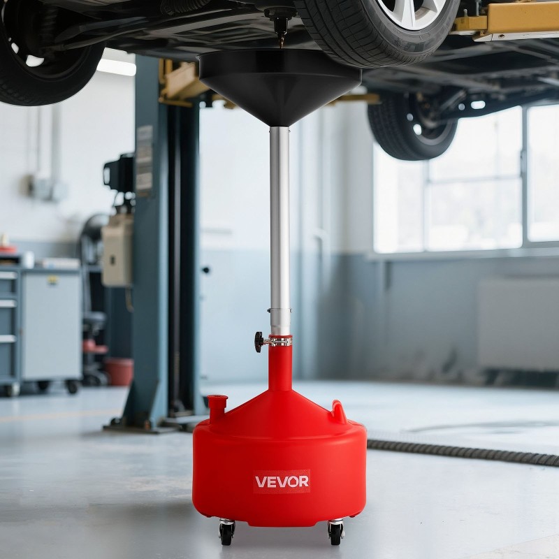 Jäteöljyn keräyssäiliö 30L PE-muovi säädettävällä 420 mm suppilolla pyörillä manuaalisella tyhjennyksellä