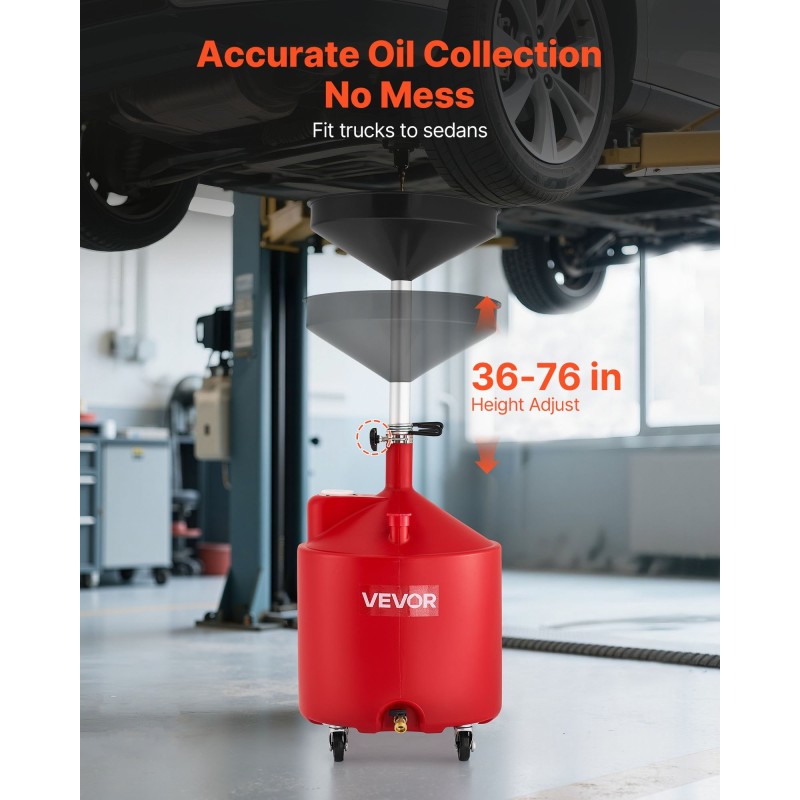 Jäteöljyn keräyssäiliö 68 litraa PE-muovinen säädettävällä suppilolla pyörillä