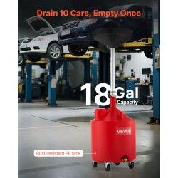 Jäteöljyn keräyssäiliö 68 litraa PE-muovinen säädettävällä suppilolla pyörillä