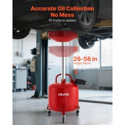 Jäteöljyn keräyssäiliö 30 l rautarunko pyörillä säädettävällä suppilolla autokorjaamoihin