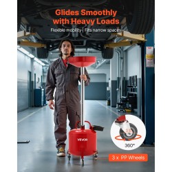 Jäteöljyn keräyssäiliö 30 l rautarunko pyörillä säädettävällä suppilolla autokorjaamoihin