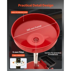 Jäteöljyn keräyssäiliö 30 l rautarunko pyörillä säädettävällä suppilolla autokorjaamoihin