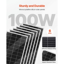 Aurinko- ja tuulivoimapaketti 6 kpl 100W monikidepaneelia 400W tuuliturbiini 25.6V 100Ah akku