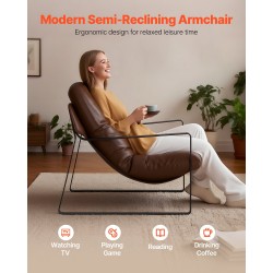 Nojatuoli PU-nahkaverhoiltu vaahtotäyte tasarunkoinen ruskea 80x75x82 cm