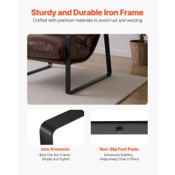 Nojatuoli PU-nahkaverhoiltu vaahtotäyte tasarunkoinen ruskea 80x75x82 cm