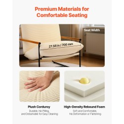 Nojatuoli vakosamettiverhoilu rautarunko täyspuu käsinojat ergonominen puolikalteva selkänoja 88x75x85 cm