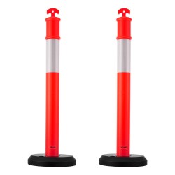 Liikenteen rajauspylväät polyeteenimuovia korkeus 1140 millimetriä kaksi kappaletta punainen heijastinnauhalla työmaille