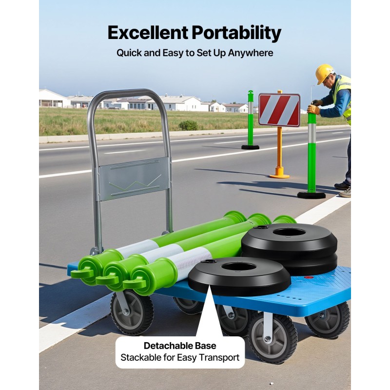 Rajauspylväät 3 kpl 1140 mm muovia liikenteen ja alueiden ohjaukseen