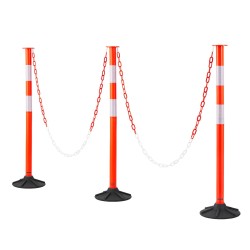 Liikenteen ohjaustolpat 3 kpl kumimuovi 850 mm painotetuilla jaloilla heijastavilla raidoilla