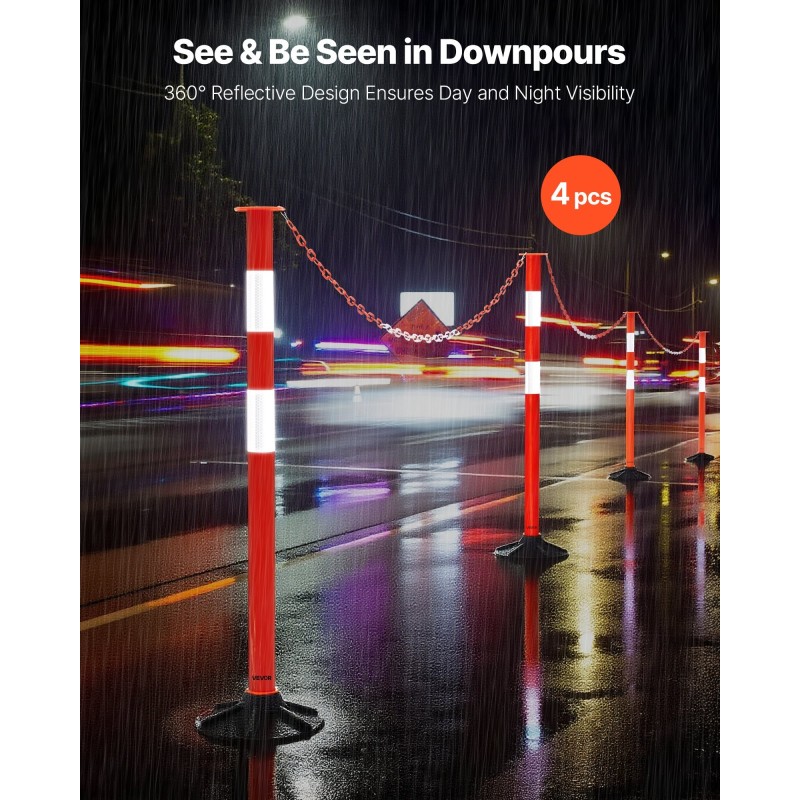 Liikenteen rajauspylväät kumimuovi ja polypropeeni 871 mm 4 kpl painotettu jalusta