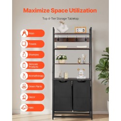 Pyykkilajittelija 600D Oxford-kangas kahdella lokerolla irrotettavat pussit musta