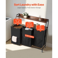 Pyykkilajittelukori metallirunkoinen 45,2 gallonaa kaksi lokeroa irrotettavat pyykkipussit musta