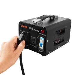 Jännitemuunnin 500VA 110V 220V amerikkalaisilla ja eurooppalaisilla pistorasioilla metallikotelo ylikuormitussuojalla 5A