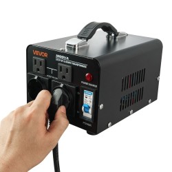 1000VA jännitemuuntaja 110V ja 220V metallikotelo kaksi amerikkalaista ja kaksi eurooppalaista pistorasiaa