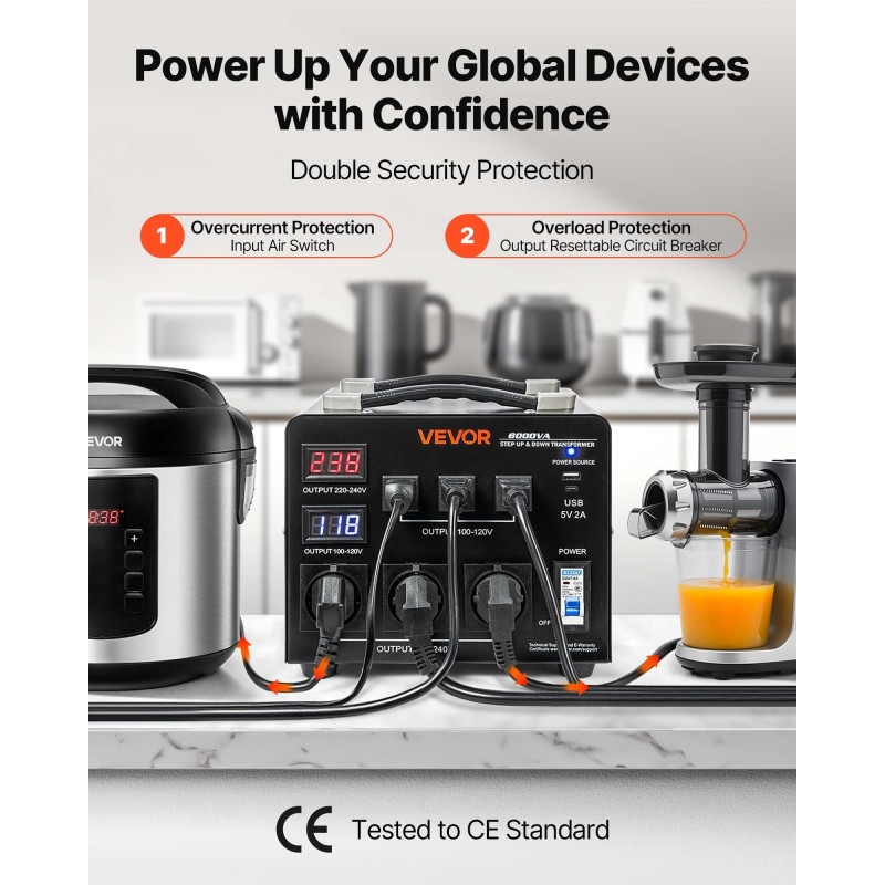 Jännitemuunnin 6000VA automaattinen 110V ja 220V ulostulot metallikotelo