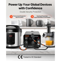 Jännitemuunnin 1500VA kaksisuuntainen 110V ja 220V metallikotelo ylikuormitussuoja