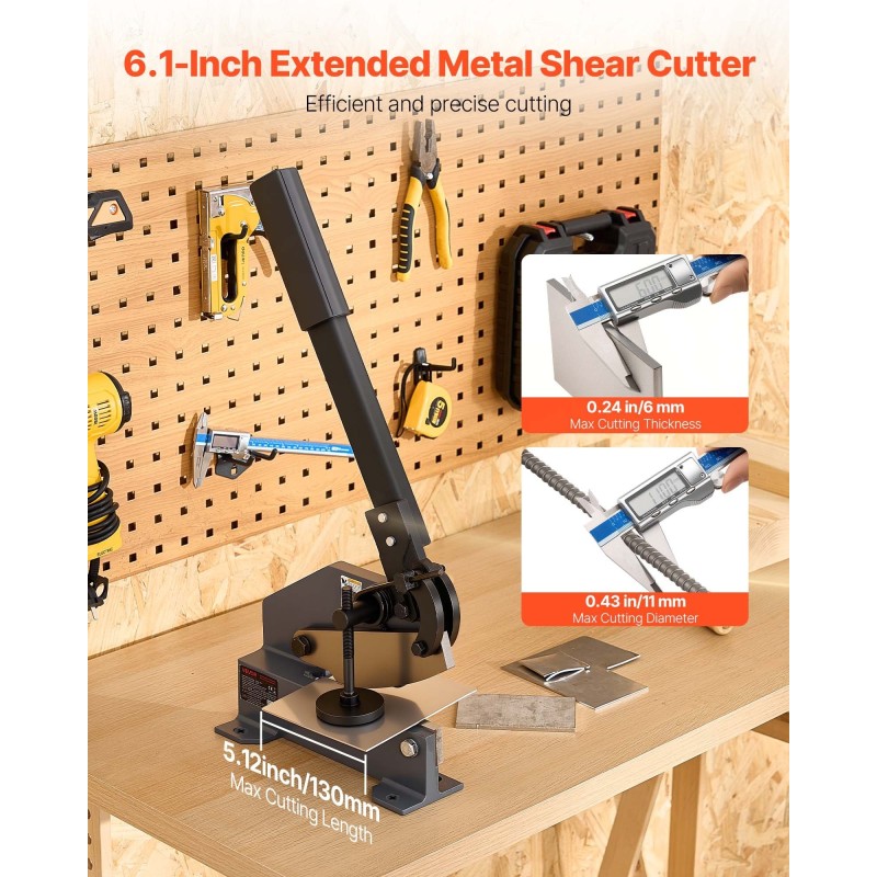 Käsikäyttöinen levyleikkuri teräkselle alumiinille ja kuparille 130 mm leikkauspituus 6 mm paksuus