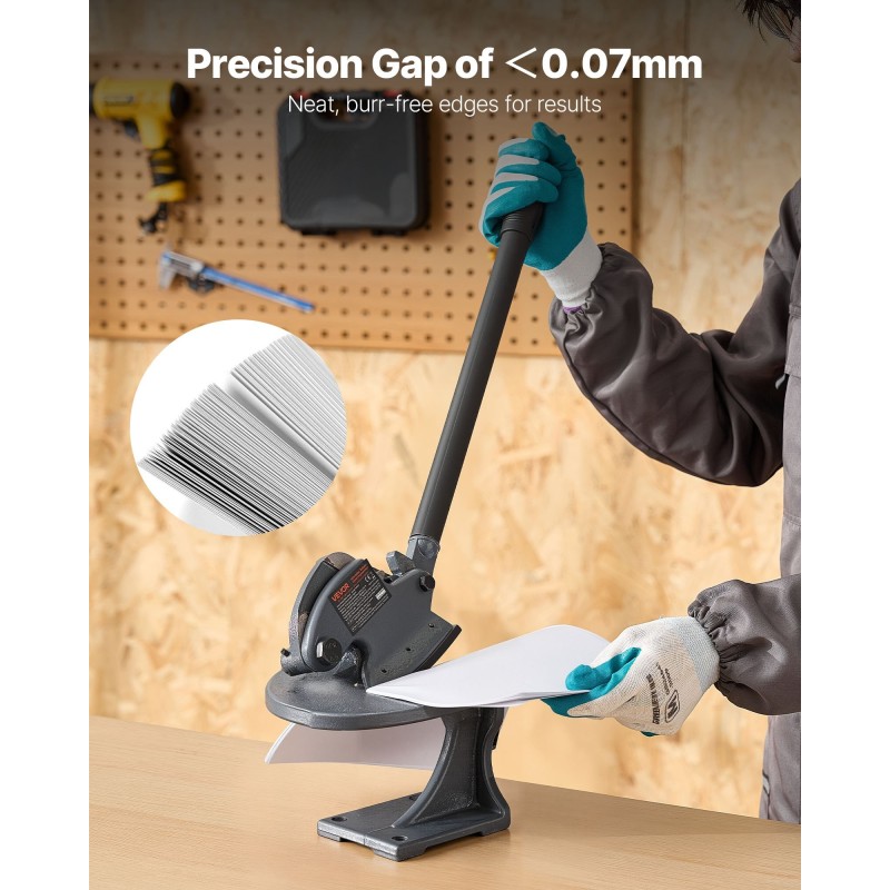 Manuaalinen penkille kiinnitettävä levyleikkuri kovetetut terät teräsrunko 70 mm 1,9 mm