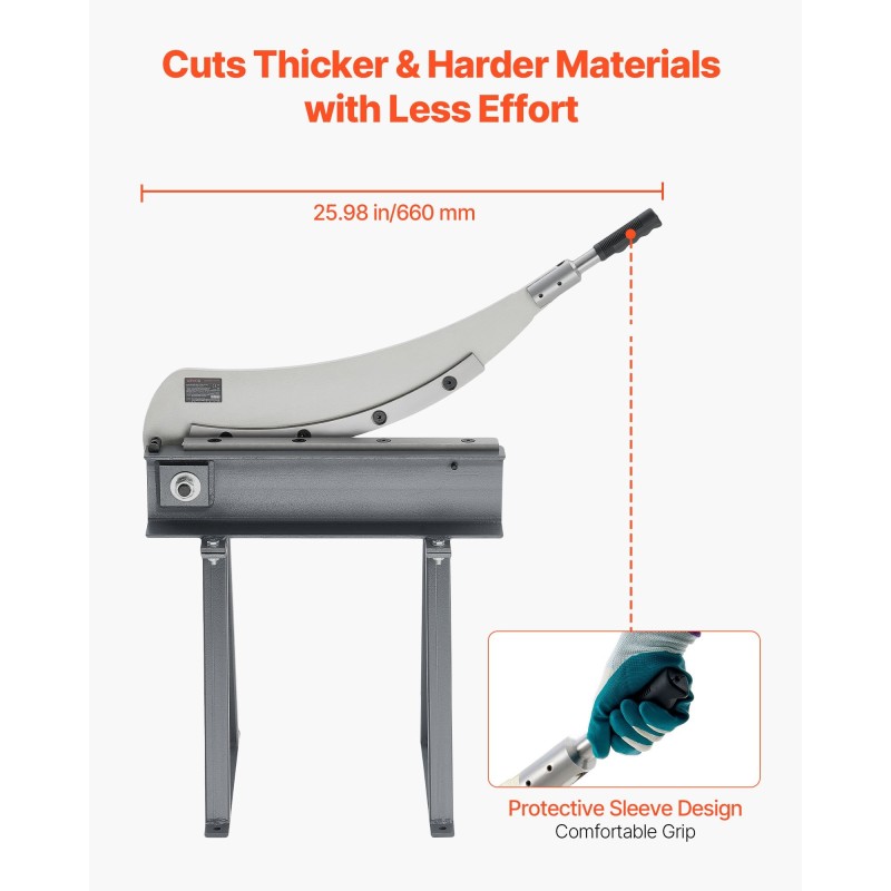 Käsikäyttöinen ohutlevyleikkuri 500 mm työleveys 1,5 mm pyöröterä alumiiniin ja teräkseen