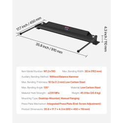 Pöytäkiinnitteinen käsikäyttöinen peltijarru 762 mm 1,2 mm pehmeä teräs
