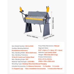 Peltitaivutin 1220 mm, 2,5 mm vähähiilinen teräs, pöytäkiinnitettävä, 8 irrotettavaa sormea