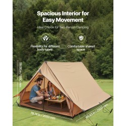 2 hengen mökkiteltta vesitiivis PU2500 210T polyesteri 2 x 2,5 m alumiinikaaret