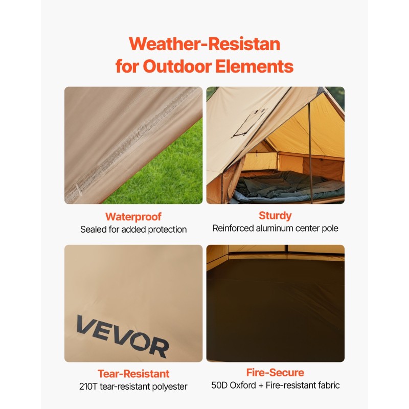 2 hengen mökkiteltta vesitiivis PU2500 210T polyesteri 2 x 2,5 m alumiinikaaret