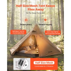 Pyramiditeltta taftipolyesteri 4 hengelle 2 m keskipylväs talvikäyttöön