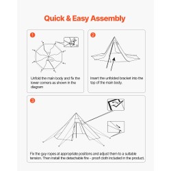 Teltta pyramidimallinen 10-sivuinen 4 hengelle 4 x 4 m 210T tafti kamiinayhteellä