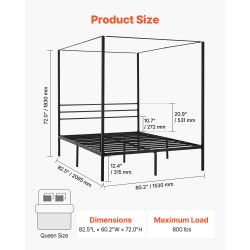 Teräs katossängyn runko parisängylle musta 363 kg kantavuus