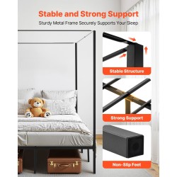 Teräs katossängyn runko parisängylle musta 363 kg kantavuus