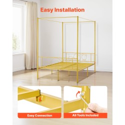 Metallinen täysikokoinen nelipylvässänky kullanvärinen terässäleillä äänieristystyynyillä noin 12,4 tuuman säilytystilalla