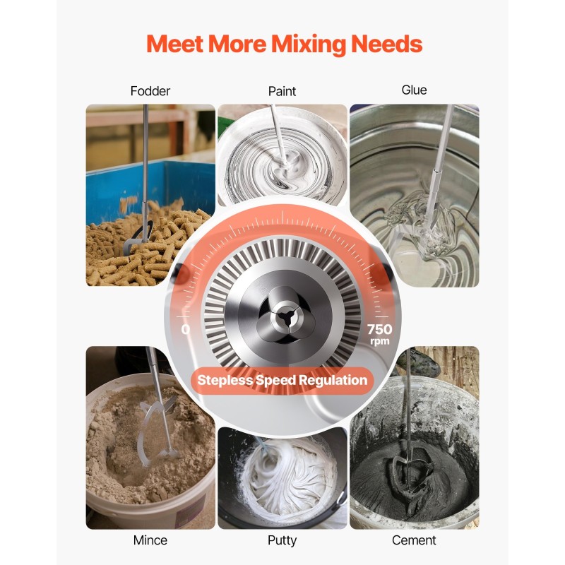 Sähkökäyttöinen pora ja sekoitin 1200 W 0–750 kierrosta/min 5/8 tuuman istukka