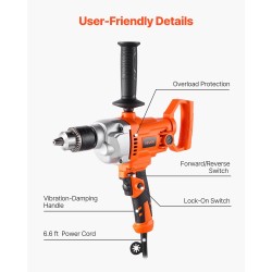 Johdollinen käsikäyttöinen porasekoitin 1100W poraukseen ja sekoittamiseen D-kahvalla