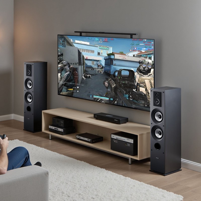 Passiivinen 3-tie lattiamallinen tornikaiutinpari MDF-kotelo 2x133mm bassoelementit kotikäyttöön