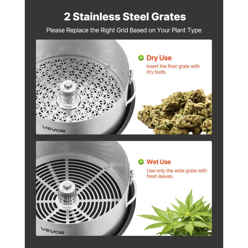 Manuaalinen lehti- ja nupputrimmeri 300 mm kulhomalli ruostumatonta terästä läpinäkyvällä PET-kannella