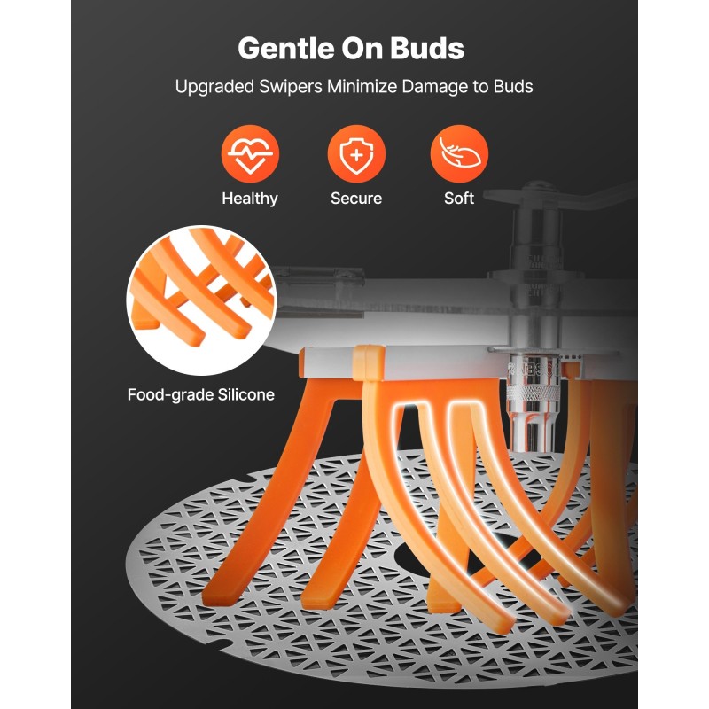 Manuaalinen lehti- ja nupputrimmeri 300 mm kulhomalli ruostumatonta terästä läpinäkyvällä PET-kannella